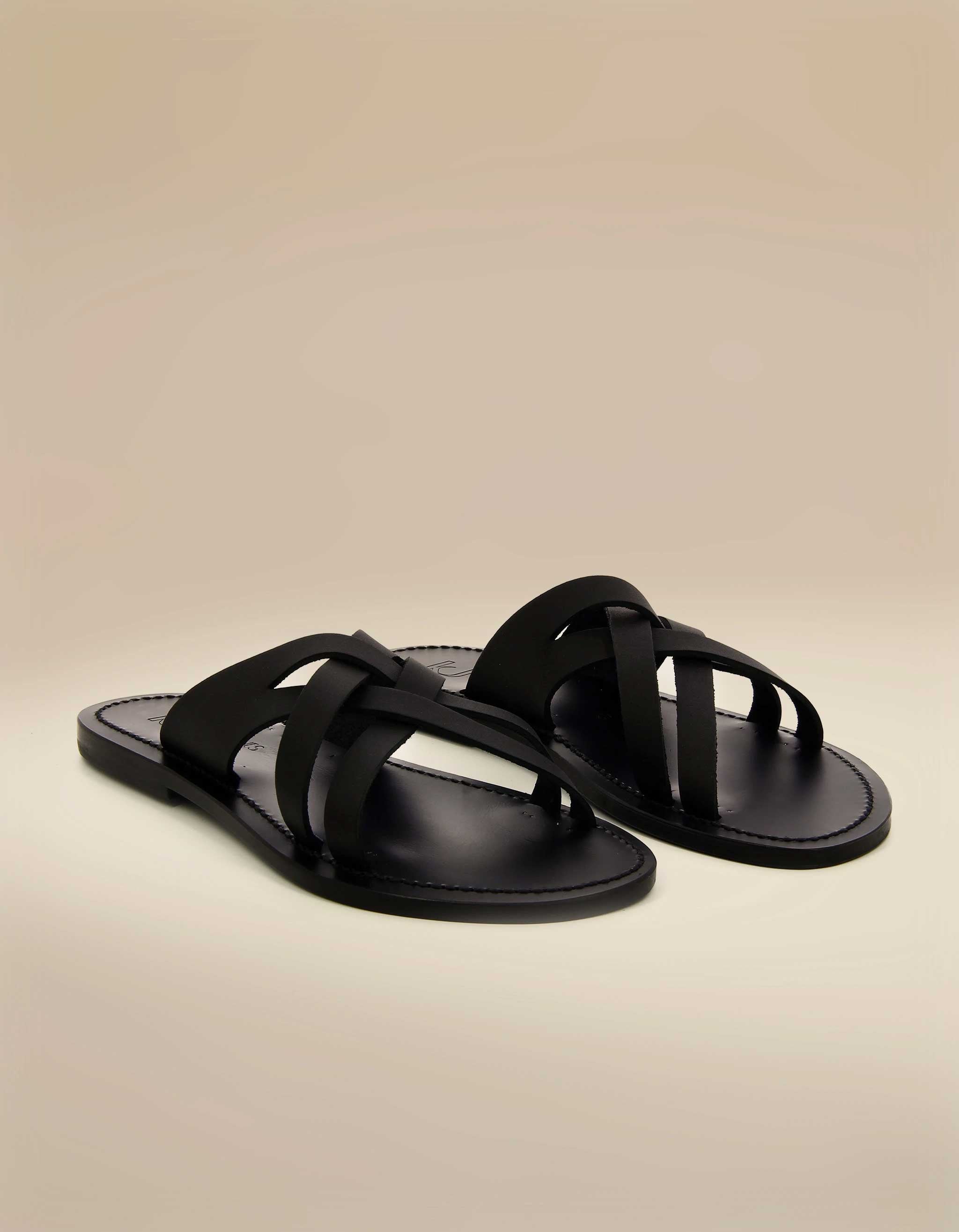 ♯ 　K.JACQUES　サンダル　ブラック Men's Luxury Leather Thong Sandals: Black, Brown, Khaki | K.JACQUES